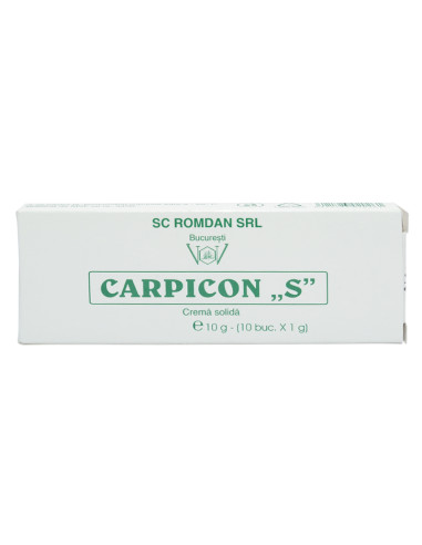 Carpicon S crema solida supozitoare, 10 bucati - HEMOROIZI - HIPOCRATE 2000