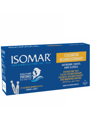 Picaturi pentru nas cu efect decongestionant cu apa de mare hipertonica, 6 luni +, 20 x 5 ml, Isomar -  - ISOMAR