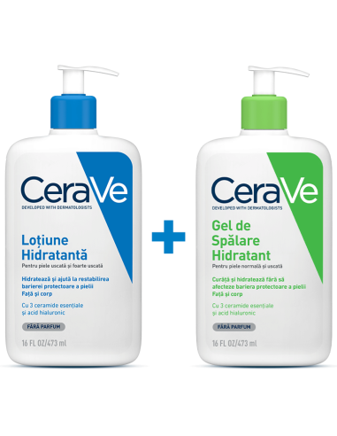Pachet CeraVe Lotiune hidratanta 473ml + CeraVe Gel de spalare hidratant 473 - CREME-SI-LOTIUNI - CERAVE