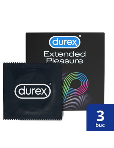 Durex Prezervative Extended Pleasure, 3 bucati - PREZERVATIVE - DUREX
