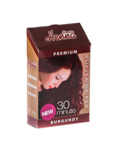 Vopsea de păr Premium Henna Sonia, Burgubdy, 60 g, Kian Cosmetics