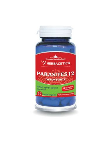 Parasites 12 Detox Forte, 30 capsule, Herbagetica - DETOXIFIERE - HERBAGETICA