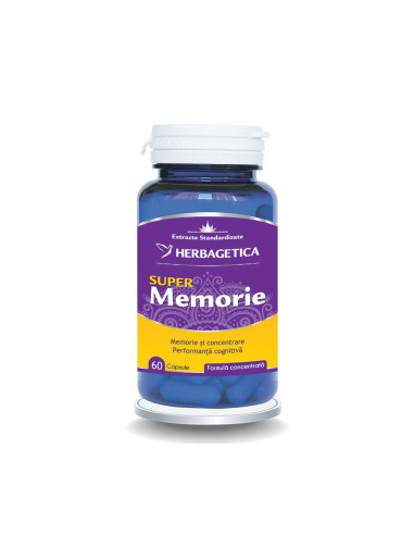 Super Memorie, 60 capsule, Herbagetica - MEMORIE-SI-CONCENTRARE - HERBAGETICA