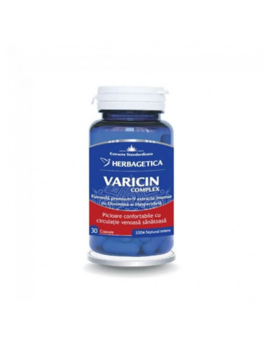 Varicin Complex, 30 capsule, Herbagetica - AFECTIUNI-CARDIOVASCULARE - HERBAGETICA