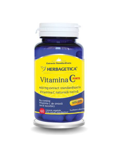 Vitamina C Forte 400mg, 60 capsule, Herbagetica - IMUNITATE - HERBAGETICA