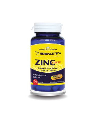 Zinc Forte, 30 capsule, Herbagetica - IMUNITATE - HERBAGETICA