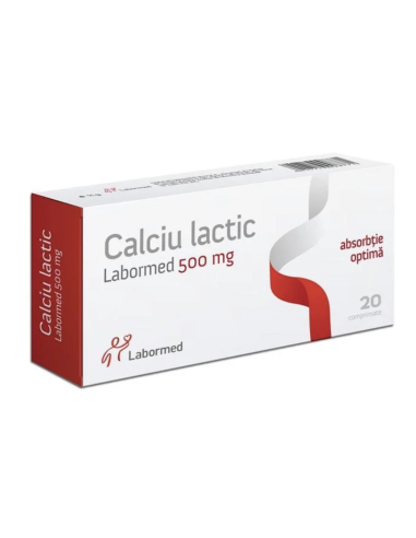 Calciu Lactic 500mg, 20 comprimate, Labormed - UZ-GENERAL - ALVOGEN 