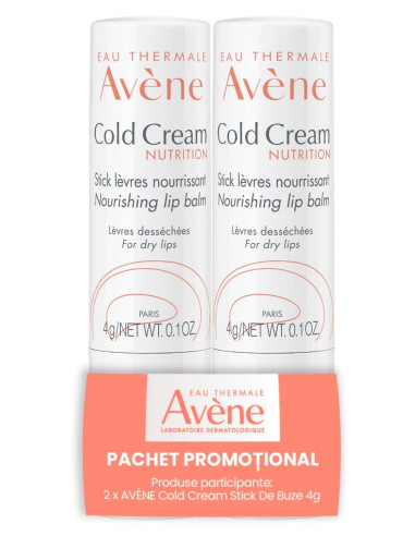Pachet Promo Stick de buze Cold Cream, 4g + 4g, Avene - INGRIJIRE-BUZE - AVENE