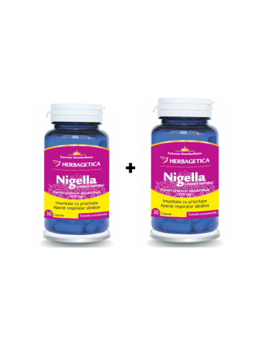 Nigella Chimen Negru, 30 capsule + 30 capsule -50% Promo, Herbagetica - IMUNITATE - HERBAGETICA