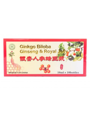 Ginkgo Biloba + Ginseng + Royal Jelly, 10fiole, Sanyeintercom - TONICE-GENERALE - NATURALIA DIET
