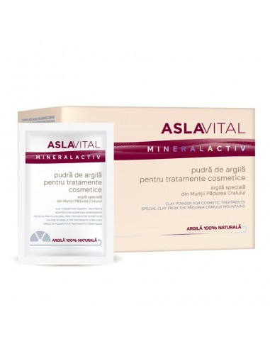 Pudra de argila pentru tratamente cosmetice AslaVital Mineral Activ, 10 plicuri x 20 g, Farmec -  - ASLAVITAL