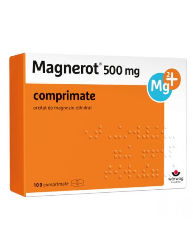 Magnerot 500mg, 100 comprimate, Worwag Pharma - STRES-SI-SOMN - WORWAG PHARMA GMBH & CO.KG