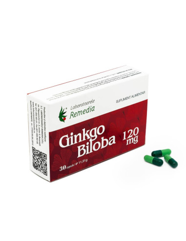 Ginkgo Biloba 120 mg, 30 capsule, Remedia - MEMORIE-SI-CONCENTRARE - LABORATOARELE REMEDIA