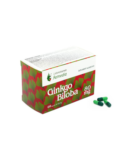 Ginkgo Biloba 80mg, 60 capsule, Remedia -  - LABORATOARELE REMEDIA