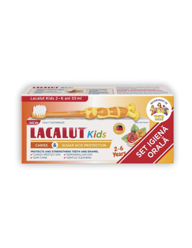 Pasta de dinti kids, 55 ml + Periuta de dinti, 2-6 ani, Lacalut -  - LACALUT