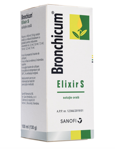 Bronchicum Elixir S solutie orala, 100 ml - TUSE - SANOFI ROMANIA SRL