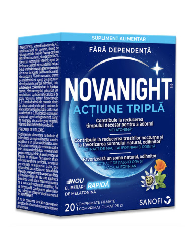 Novanight, 20 comprimate filmate, Sanofi - STRES-SI-SOMN - SANOFI ROMANIA SRL