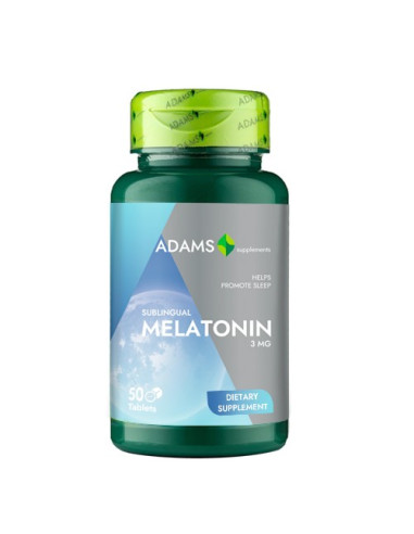 Melatonina 3 mg, 50 tablete, Adams Vision - STRES-SI-SOMN - ADAMS VISION