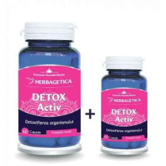 Detox Activ, 60 capsule +10 capsule Cadou, Herbagetica
