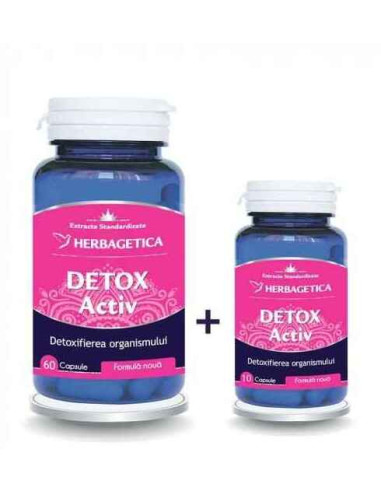 Detox Activ, 60 capsule +10 capsule Cadou, Herbagetica -  - HERBAGETICA