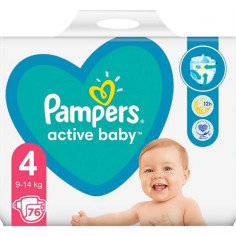 Scutece Pampers Active Baby, NR 4, 9-14 kg, 76 bucati