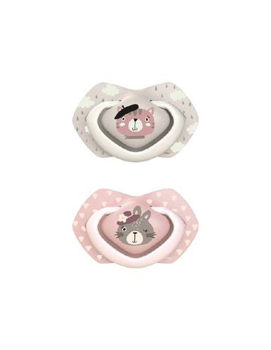 Suzeta roz simetrica din silicon Bonjour Paris 6-18 luni, 2 bucati, Canpol babies - BIBEROANE-SI-ACCESORII - CANPOL
