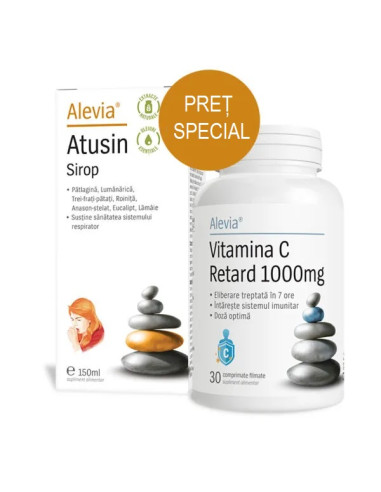 Sirop Atusin, 150ml + Vitamina C Retard 1000mg, 30comprimate, Alevia - IMUNITATE - ALEVIA