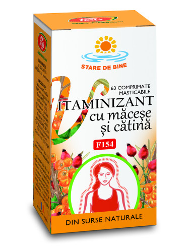 Vitaminizant cu Macese si Catina, F154, 63 comprimate masticabile, Fares - IMUNITATE - FARES