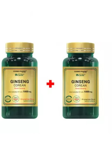 CosmoPharm Ginseng Corean 1000 mg, 60 comprimate + 30 comprimate Cadou - DIVERSE - COSMO PHARM
