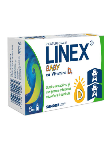 Linex Baby cu vitamina D3, 8ml, Sandoz -  - SANDOZ