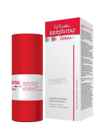 Crema antirid contur ochi H3 Derma+, 15 ml, Gerovital -  - GEROVITAL