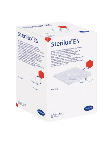 Comprese din tifon sterile Sterilux ES, 7.5 cm x 7.5 cm, 25 plicuri, Hartmann - COMPRESE - HARTMANN