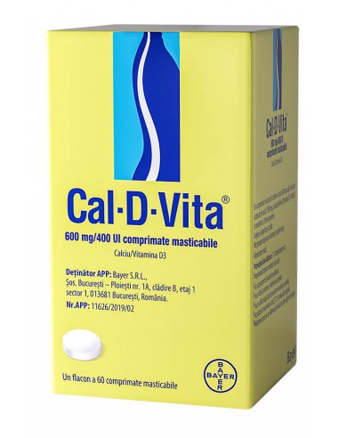 CAL-D-VITA 600 mg/400 UI, 60 comprimate masticabile, Bayer - UZ-GENERAL - BAYER