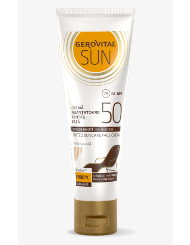 Crema de fata nuantatoare SPF50, 50ml, Gerovital Sun - PROTECTIE-SOLARA-ADULTI - GEROVITAL
