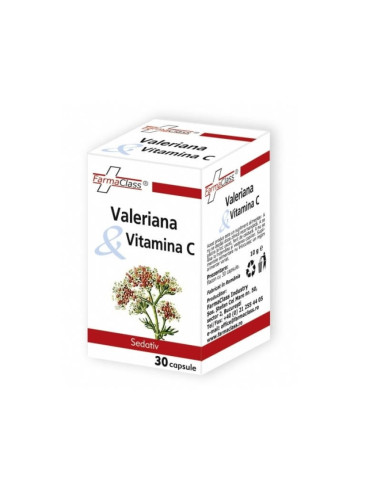 Valeriana cu Vitamina C, 30 capsule, Farmaclass - STRES-SI-SOMN - FARMACLASS