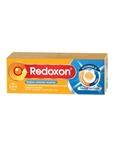 Redoxon Triple Action, Vitamina C, D si Zinc pentru sustinerea imunitatii, 10 comprimate, Bayer - IMUNITATE - BAYER