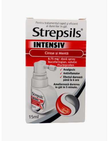 Strepsils Intensiv spray bucofaringian, 15 ml, Reckitt - DURERE-DE-GAT - RECKITT BENCKISER HEALTHCARE