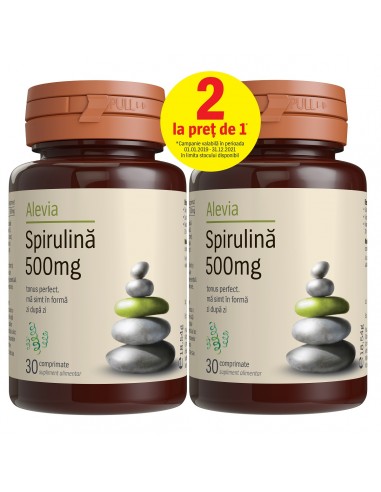 Pachet Spirulina 500 mg, 30 comprimate, Alevia (1+1) -  - ALEVIA