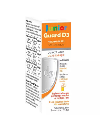 Junior Guard D3, solutie orala, 500UI, 10ml, Magnapharm - VITAMINE-SI-MINERALE - MAGNA PHARM