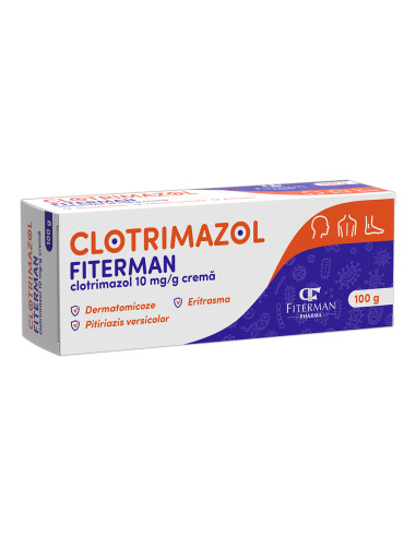 Clotrimazol crema 10mg/g, 100g, Fiterman - ANTIMICOTICE - FITERMAN