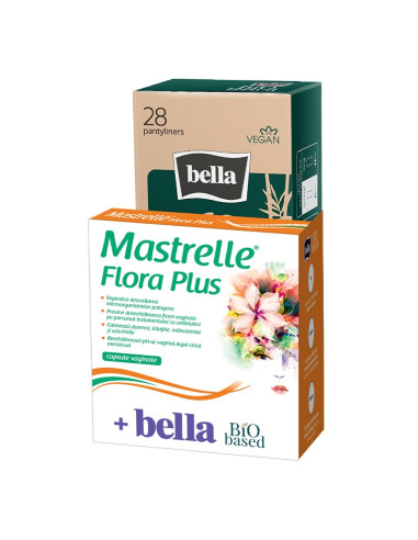 Mastrelle Flora Plus, 10 capsule vaginale + Bella Bio Based Absorbante Zilnice Normal, 28 bucati Cadou - AFECTIUNI-GENITALE - FITERMAN