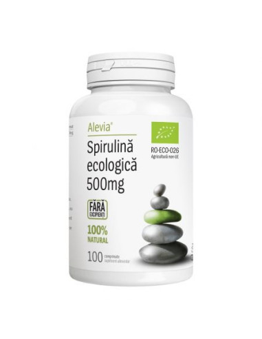 Spirulina Ecologica 500mg, 100 comprimate, Alevia - TONICE-GENERALE - ALEVIA