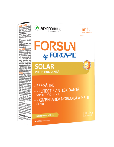 Forcapil Forsun Solar, 30 capsule, Arkopharma - VITAMINE-PAR-PIELE-UNGHII - FORCAPIL