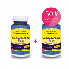 Ca+Mg+Se+Si+Zn cu vit D3, 60 capsule+ 60 capsule, (50% reducere la al doilea produs) Herbagetica