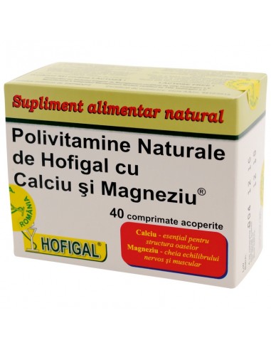 Polivitamine naturale cu calciu si magneziu, 40 capsule, Hofigal - UZ-GENERAL - HOFIGAL