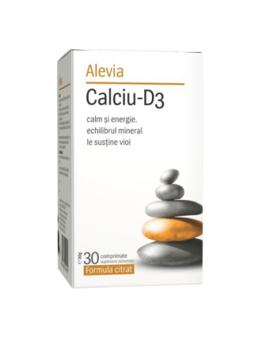 Calciu + D3 citrat, 30 comprimate, Alevia - ARTICULATII-SI-SISTEM-OSOS - ALEVIA