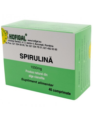 Spirulina 1000mg, 40 comprimate, Hofigal -  - HOFIGAL