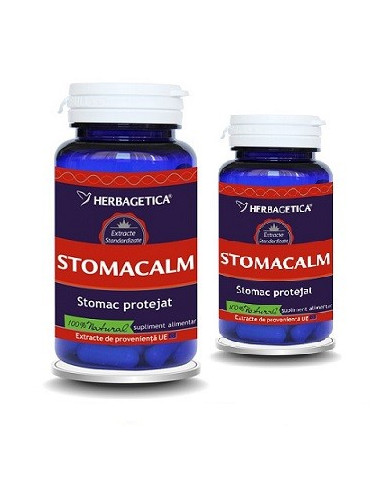 Stomacalm 60 capsule + 10 capsule, Herbagetica - STOMAC-SI-ACIDITATE - HERBAGETICA
