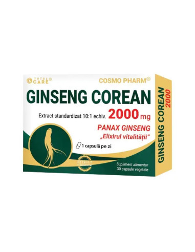 Cosmopharm Ginseng Corean Echivalent, 2000 mg, 30 comprimate - TONICE-SEXUALE-BARBATI - COSMO PHARM
