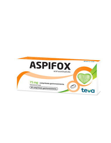 Aspifox 75 mg, 30 comprimate gastrorezistente, Teva - AFECTIUNI-CARDIOVASCULARE - ACTAVIS GROUP HF